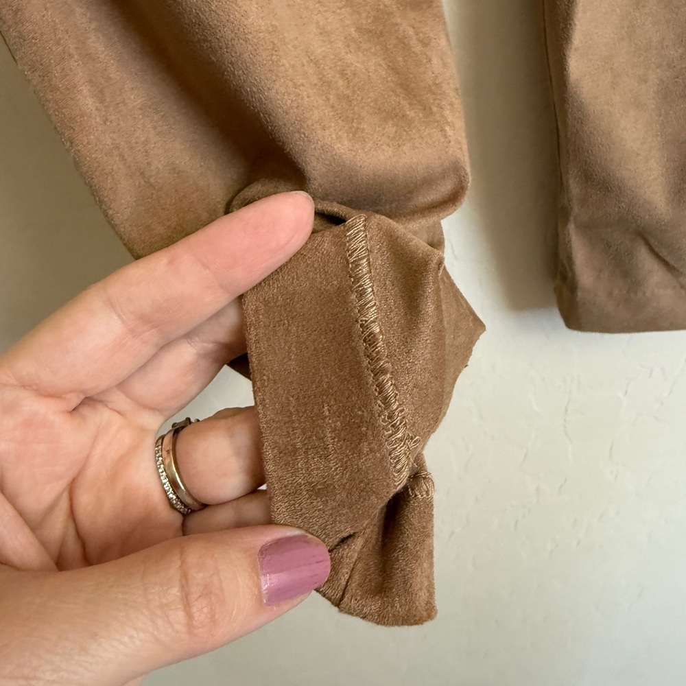 Women's Tan Suede Pants Straight Leg S - Picture 3 of 7